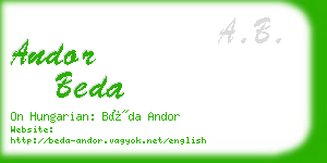 andor beda business card